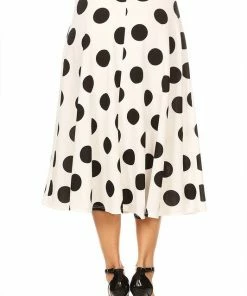 MISS MOA Mini Skirts & Mid Length Skirt Miss Me Yet Polka Dot Midi Skirt Black