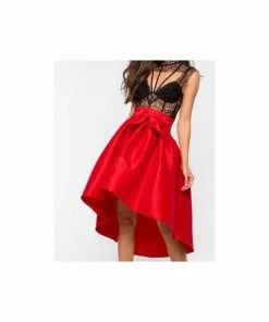 SHOP IRIS BASIC High Low Red Skirt Party Skirt & Pencil Skirts