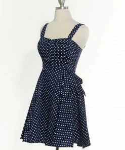 Varga Spot Me Navy Polka Dot Dress Pin Up Dresses