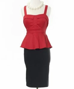 Varga Pretty In Peplum Red Top Peplum Tops
